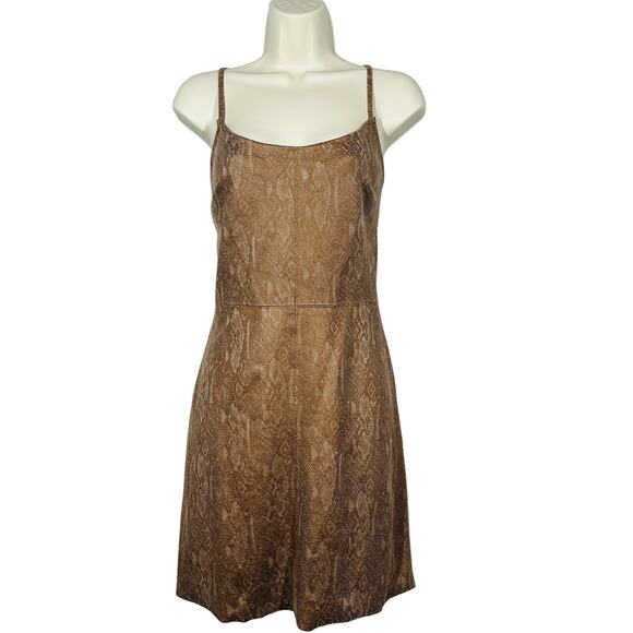 NEW! Lavender Brown Soho Dress Strappy Bodycon Snake Print Mini Tan - S - Picture 1 of 8